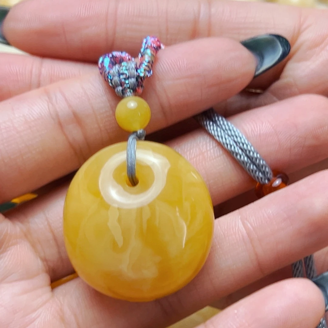 未镶嵌蜜蜡裸石30mm福利公主扣项链 12.38g