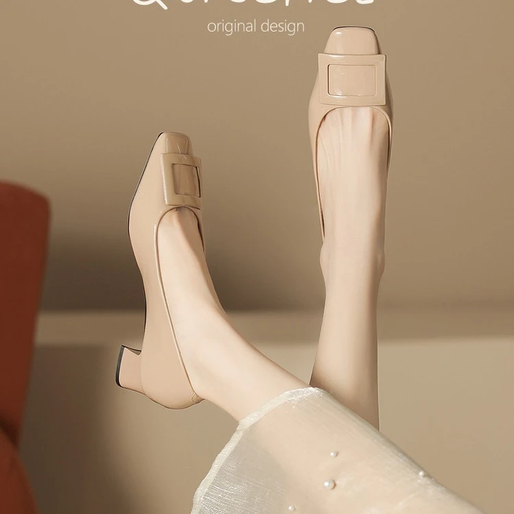 法式玛丽珍浅口单鞋女2025新款夏季气质晚晚风温柔鞋增高粗跟单鞋