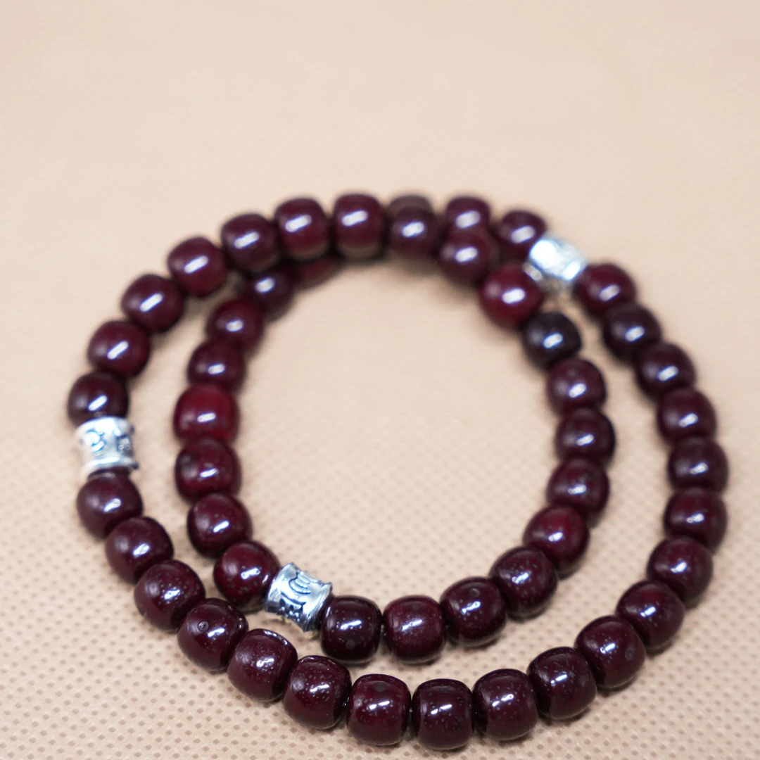 海南朱砂供星月菩提双圈手串[琼姐推荐]