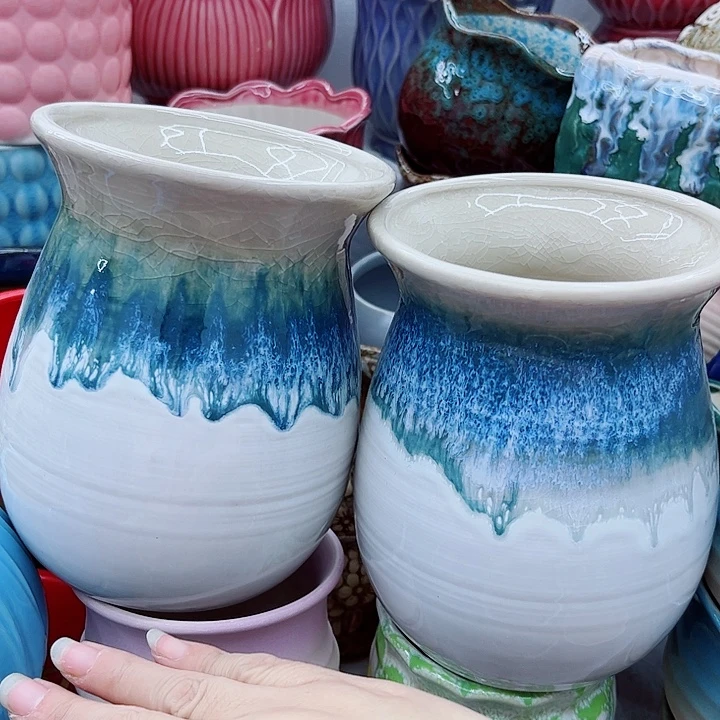 多肉绿植陶瓷花盆9.9包邮，有孔