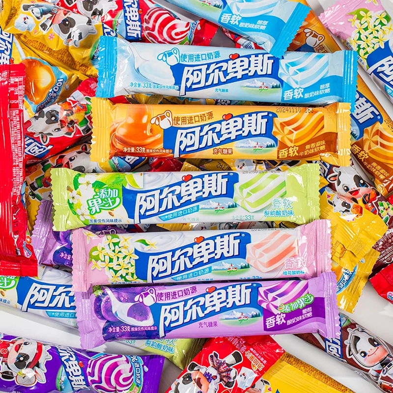 阿尔卑斯条形软糖葡萄酸奶经典夹心牛奶味糖果休闲儿童节解馋零食