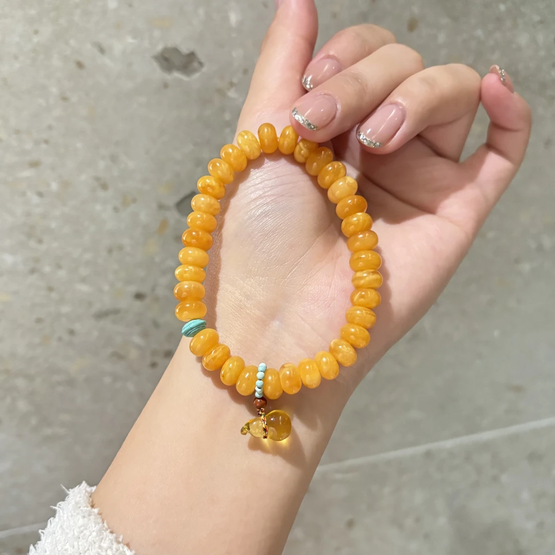 原创设计款天然琥珀蜜蜡单圈老型女款手串手饰8mm