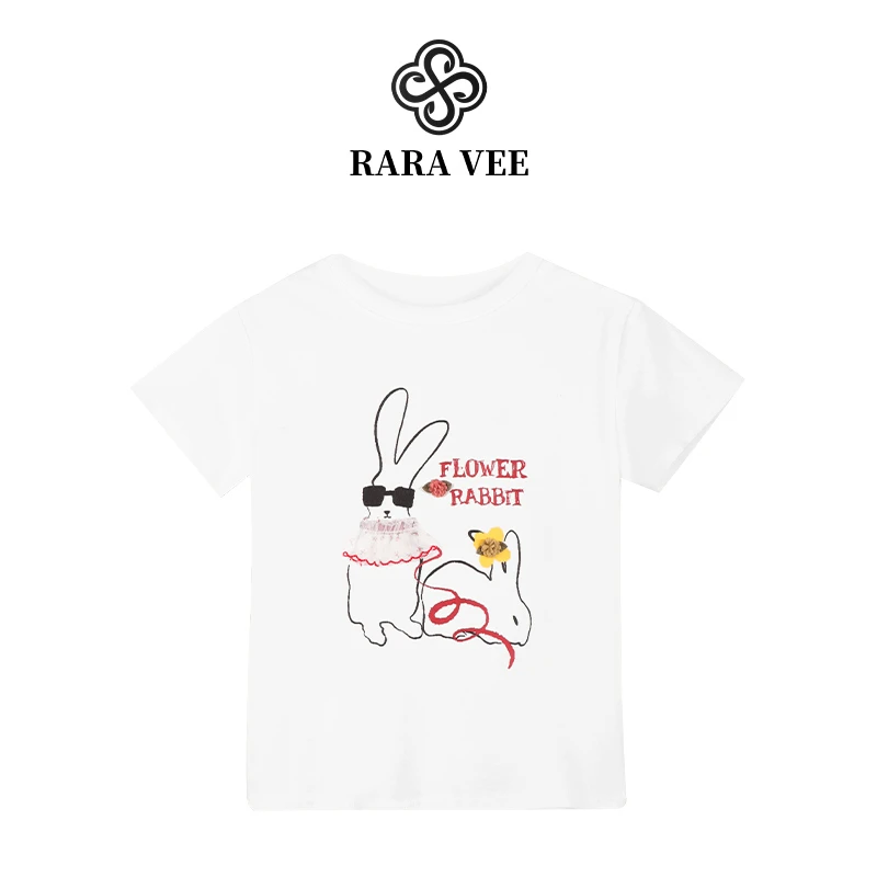 RARA VEE 夏季新款短袖T恤女百搭减龄卡通体恤印花上衣181822