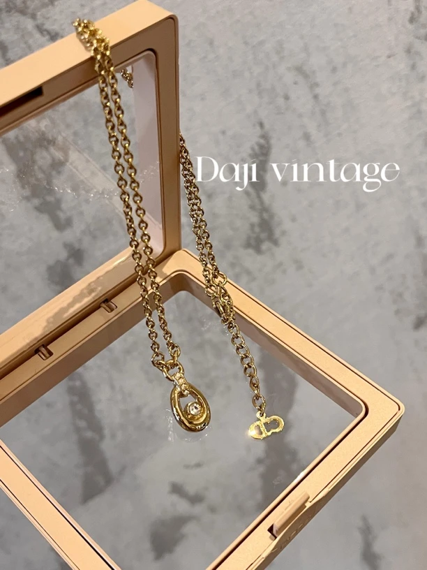 99新 DIOR/迪奥 大吉中古/sh/包展/迪奥椭圆镶钻项链