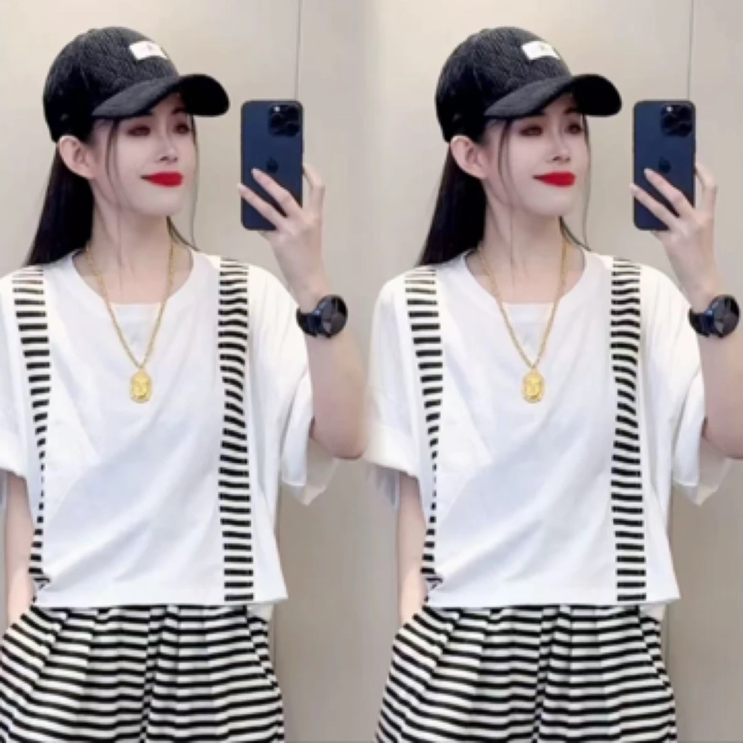 假背带后口袋六分袖体恤