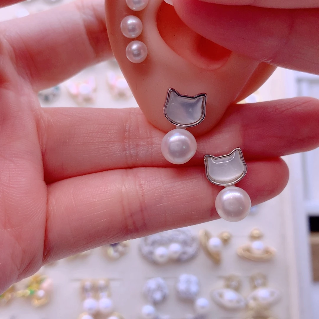 合金淡水珍珠耳饰