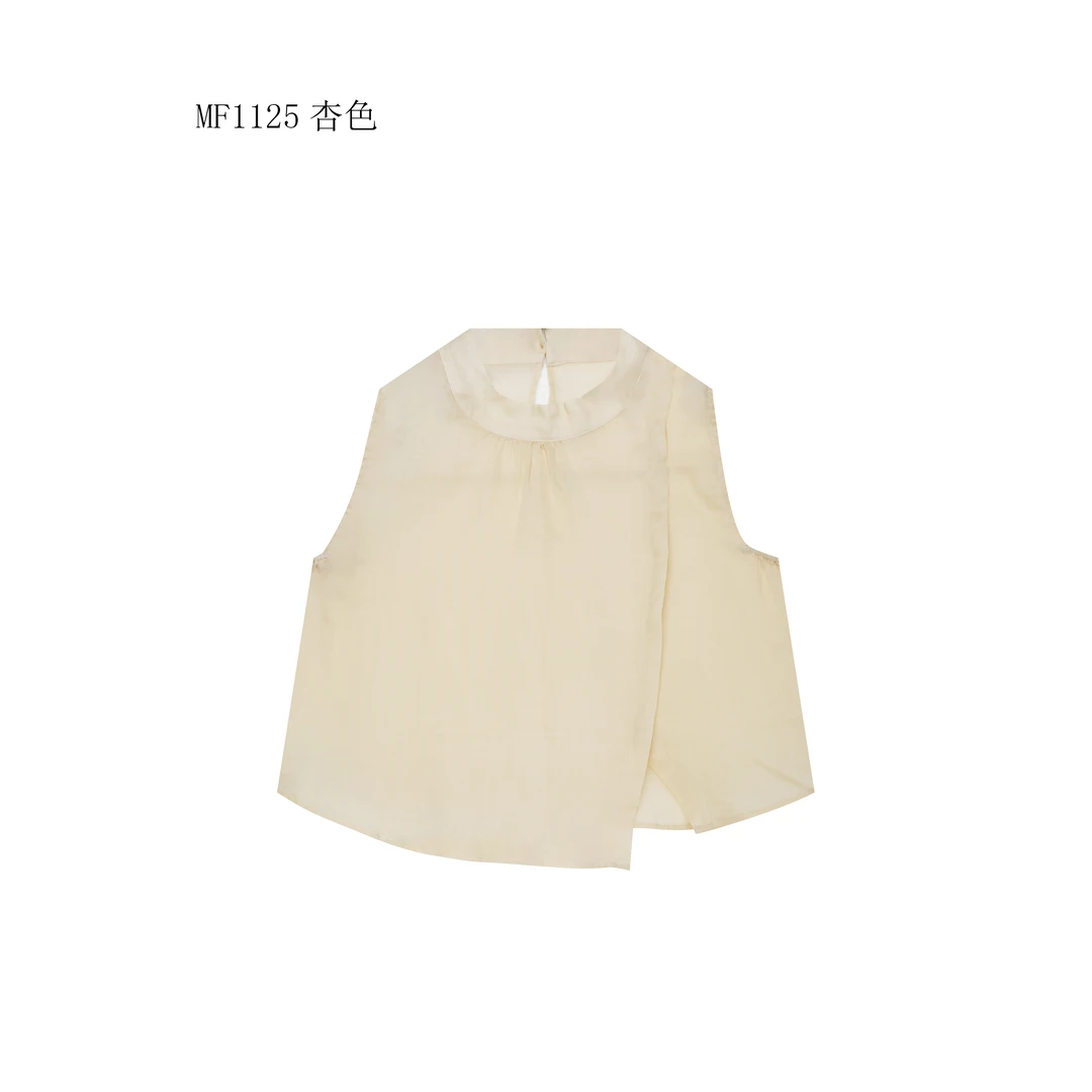 【麻訪家】MF1125杏色文艺气质时尚百搭背心坎肩上衣