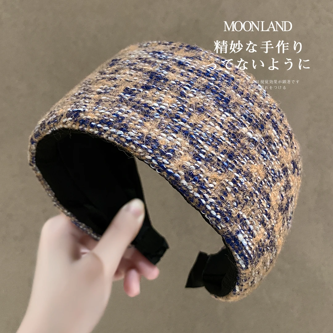 秋冬宽边毛线海绵发卡女新款高颅顶日常外戴头箍洋气时尚洗脸发箍