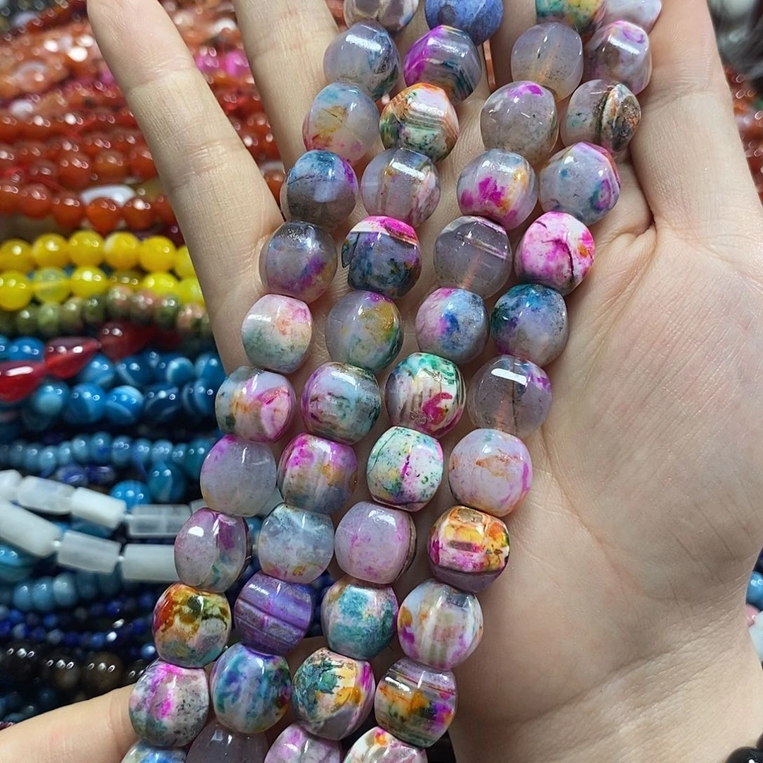 玛瑙/玉髓未镶嵌珠宝半成品玛瑙瓜珠一条卡14mm
