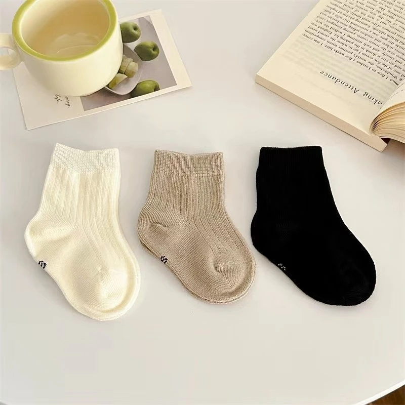 儿童袜子春秋款纯色棉袜中筒袜婴儿袜子宝宝袜子ins新生婴儿袜子