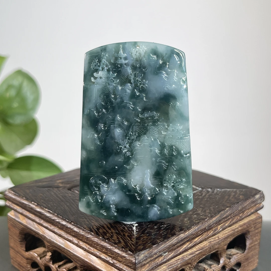 JTB21-128 天然缅甸A货翡翠 山水牌