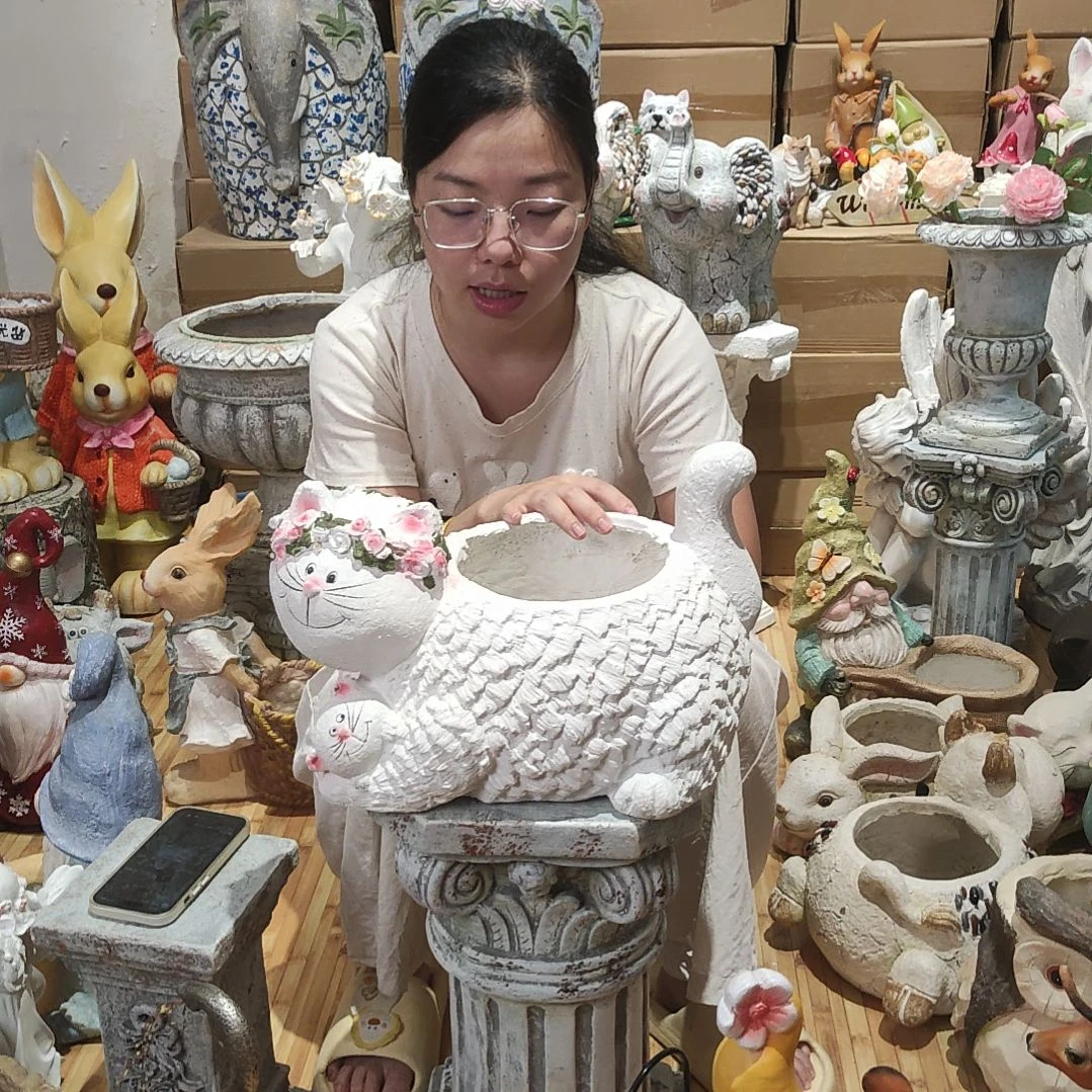 合成树脂氧化镁母子猫花盆