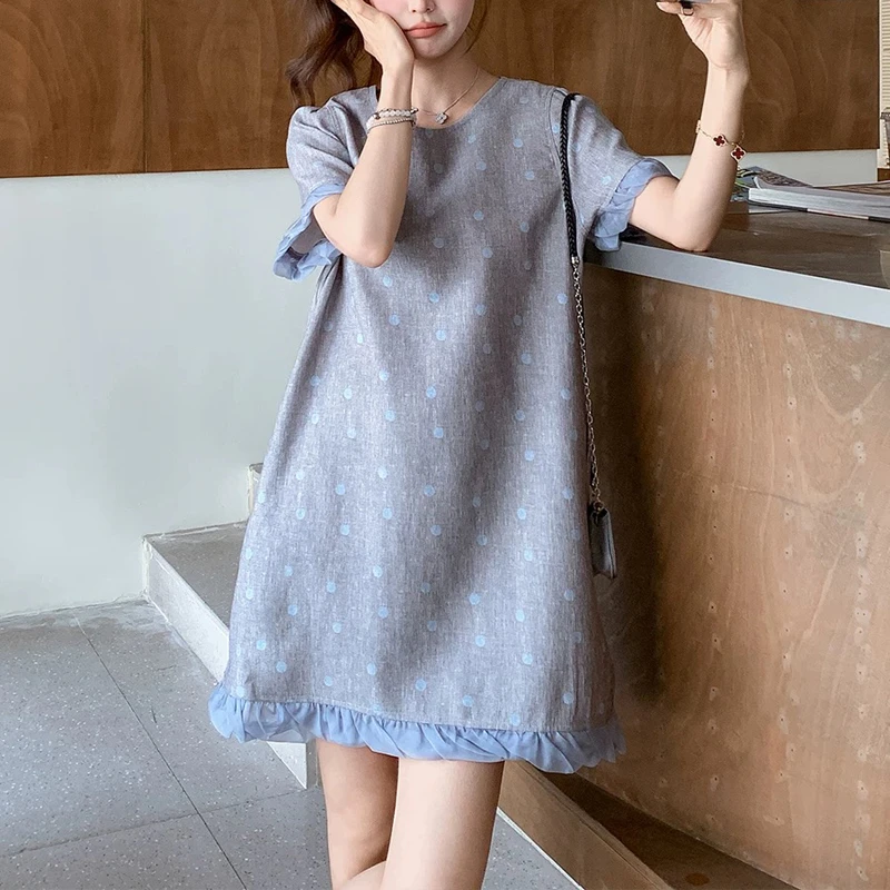 法式复古波点短袖连衣裙女夏季2025新款高级感气质减龄裙子 88069