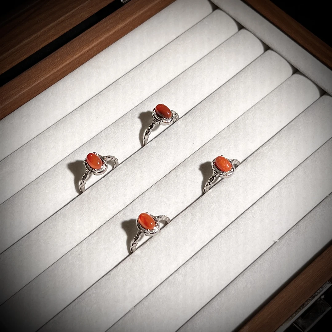 S4695【貝勒爺】蛋面款南红-玛瑙-镶嵌-戒指（多样性发其一）