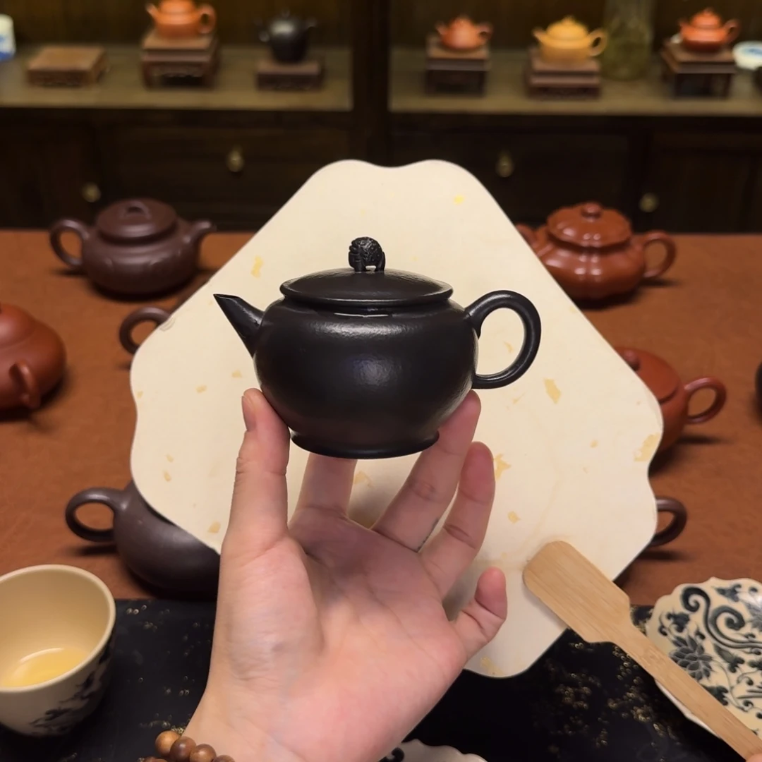 紫砂茶壶140cc，纳福壶，小煤窑朱泥捂灰