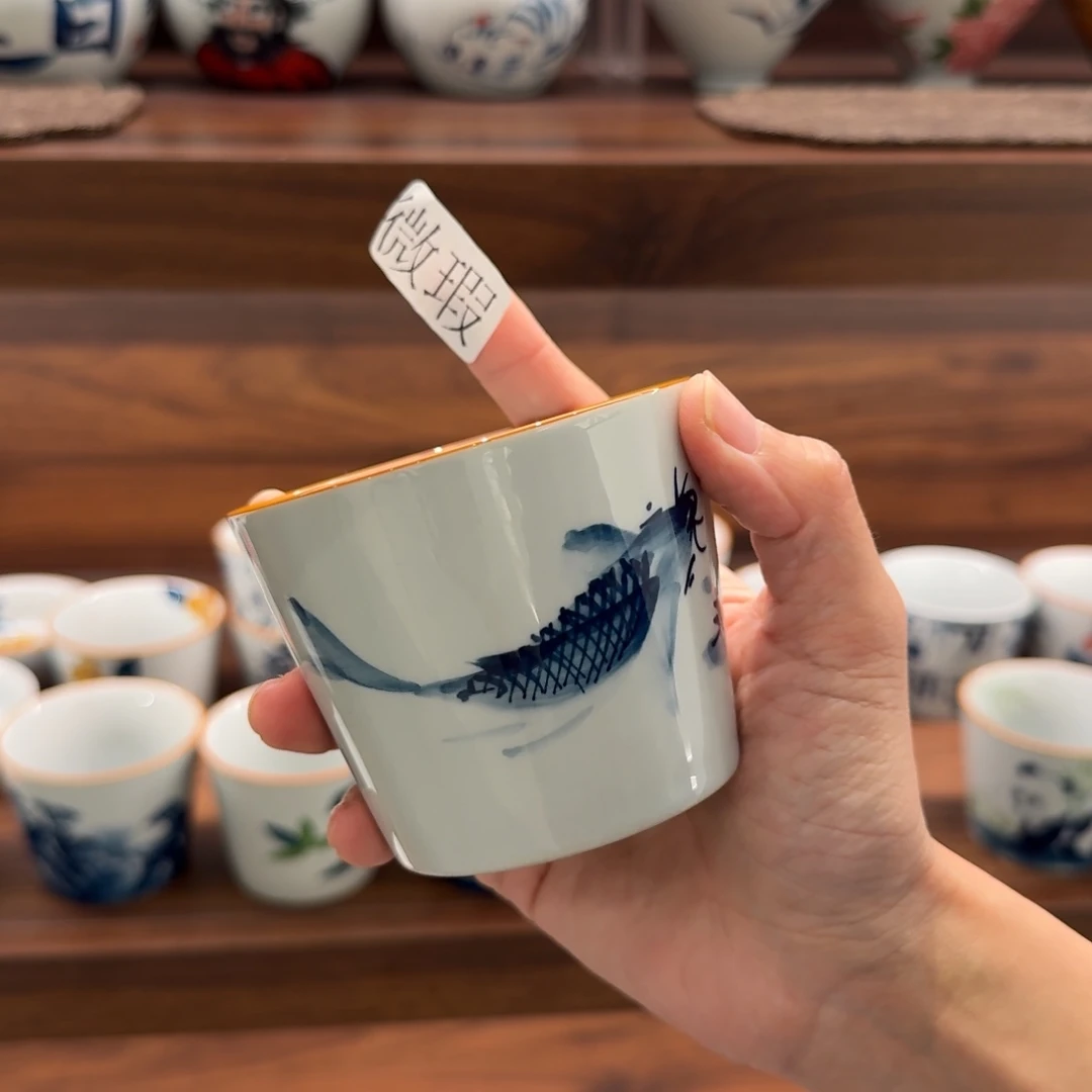 釉下手绘茶具微瑕