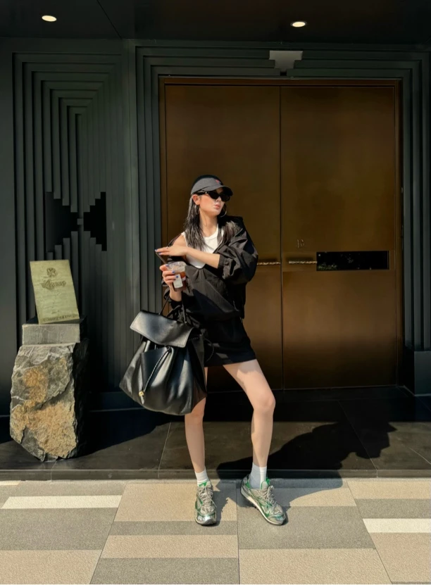 【徐达琳专属】连帽外套吊带假两件短裙运动休闲防晒套装夏季LD7058