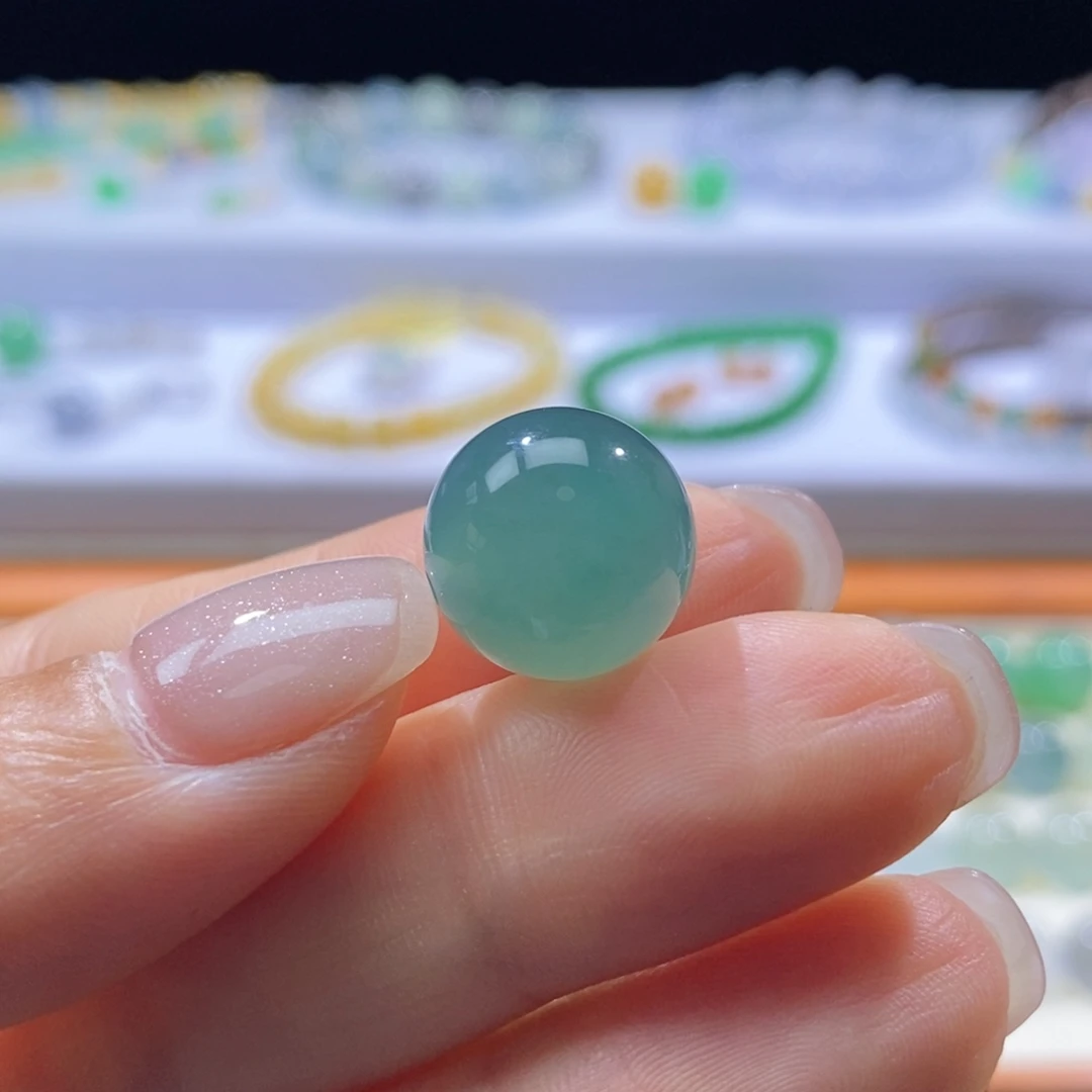 颈饰未镶嵌翡翠海水绿13.6mm