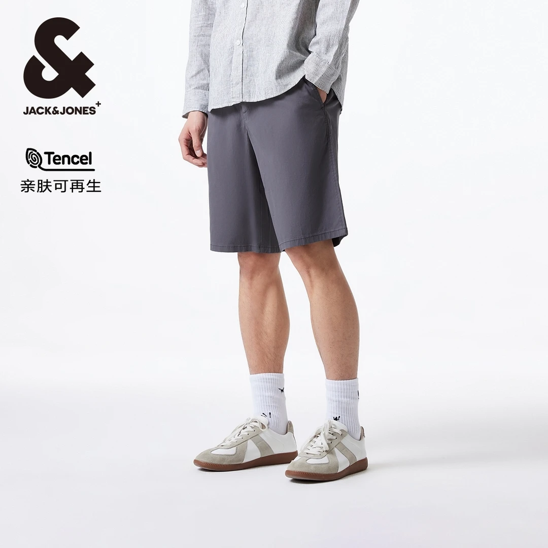 杰克琼斯短裤男款秋季五分裤纯色百搭舒适休闲裤透气亲肤宽松男装