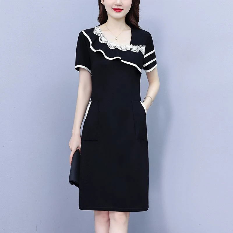 大码女装2024年夏季新款韩版收腰显瘦中长款气质法式小香风连衣裙