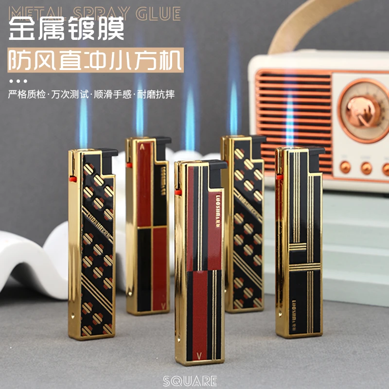 新款创意蓝焰直冲防风金属可充气打火机个性高颜值耐用防风打火机