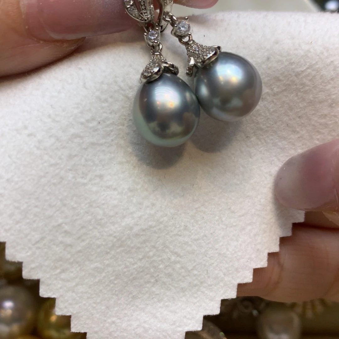 银S925镶嵌耳饰海水珍珠