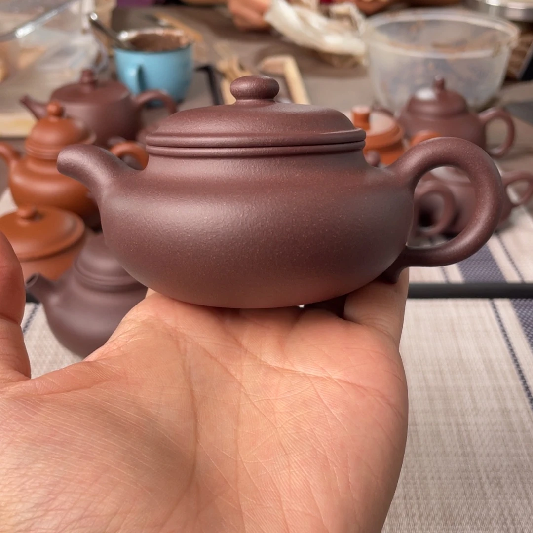 茶壶紫砂半手工老紫泥仿古壶150cc