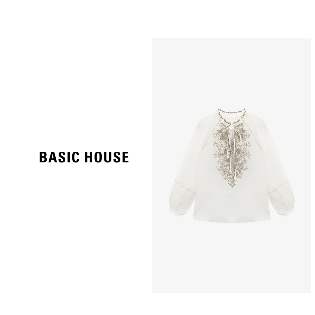 Basic House/百家好夏季新款新中式国风复古洋气衬衫-B0625B5A702