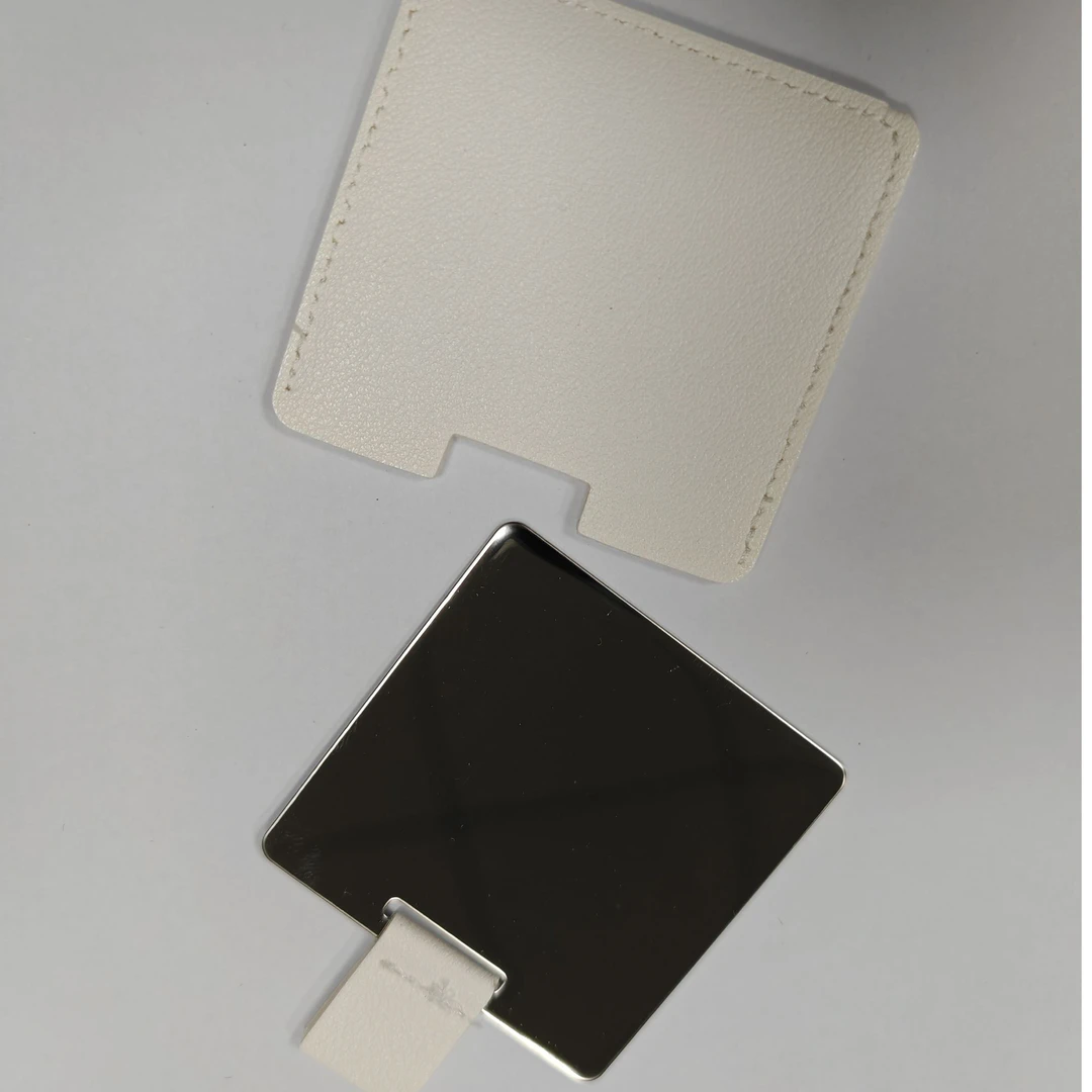 有点小高级风镜子手柄镜子迷你手持便携手拿化妆镜水波纹