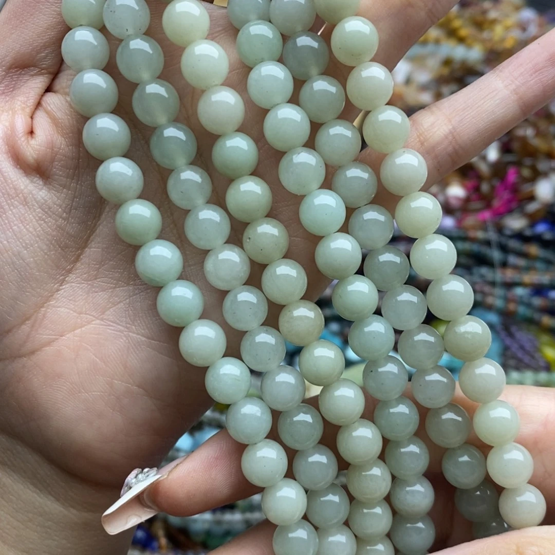 玛瑙/玉髓合金珠宝半成品一条纯天然油东陵玉圆珠8mm