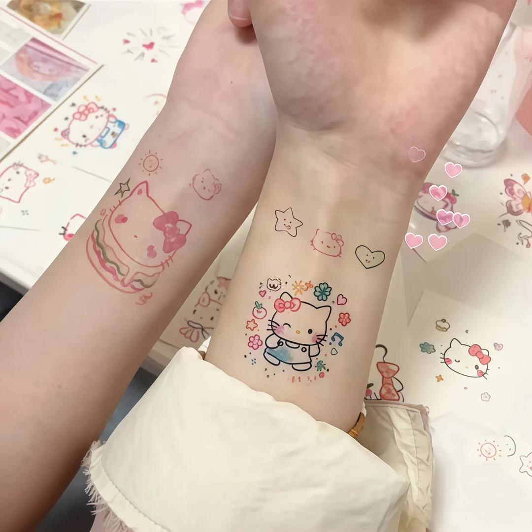 创兴多巴胺kitty猫纹身贴可爱卡通防水持久手臂贴纸ins风可洗礼物