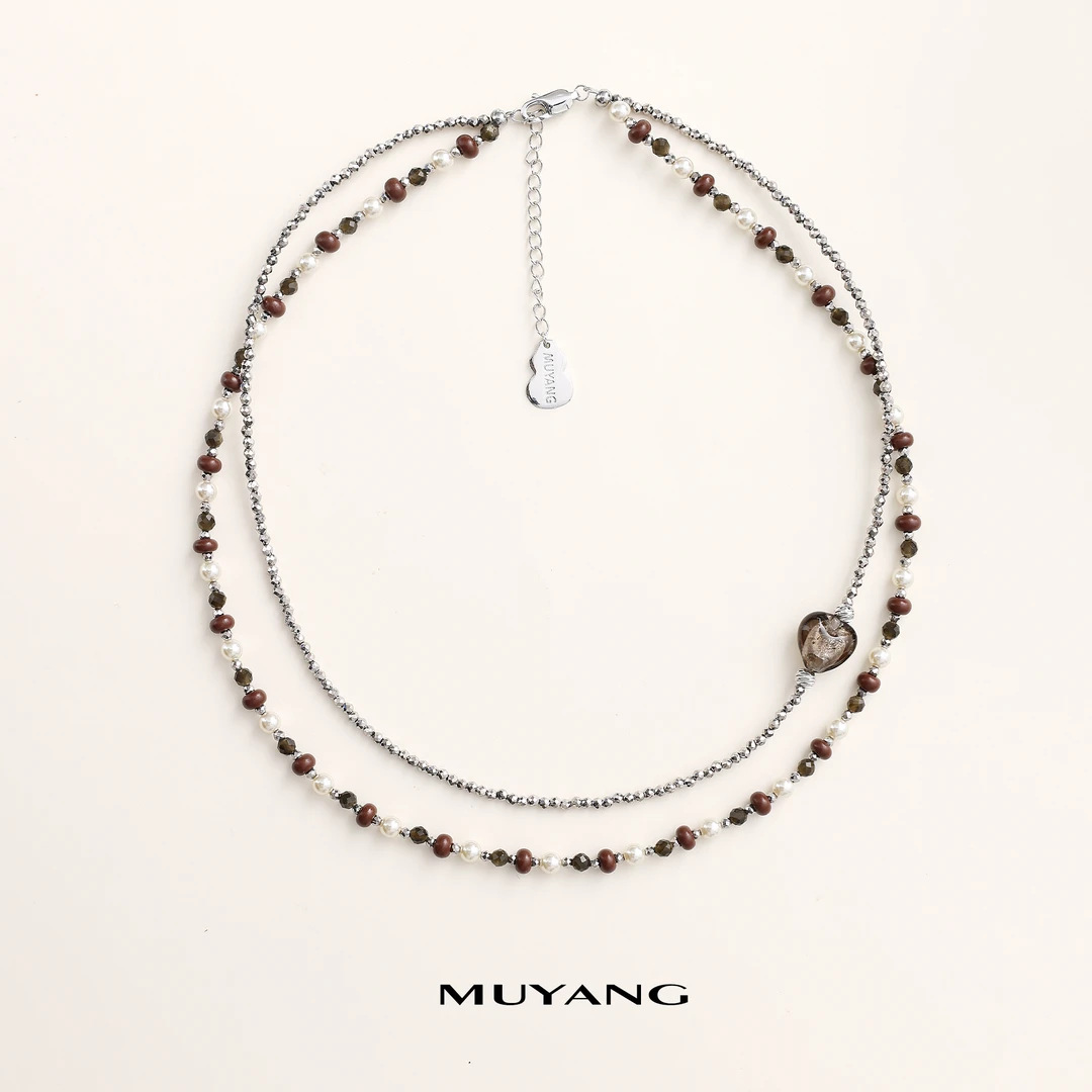 muyang/慕阳 铜合金琉璃项链 气质时尚轻奢百搭小众双层殊玑项链