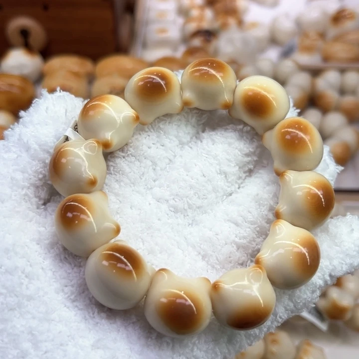 菩提根/象牙果手串50 象牙果原果雕刻炭烧暹罗猫头