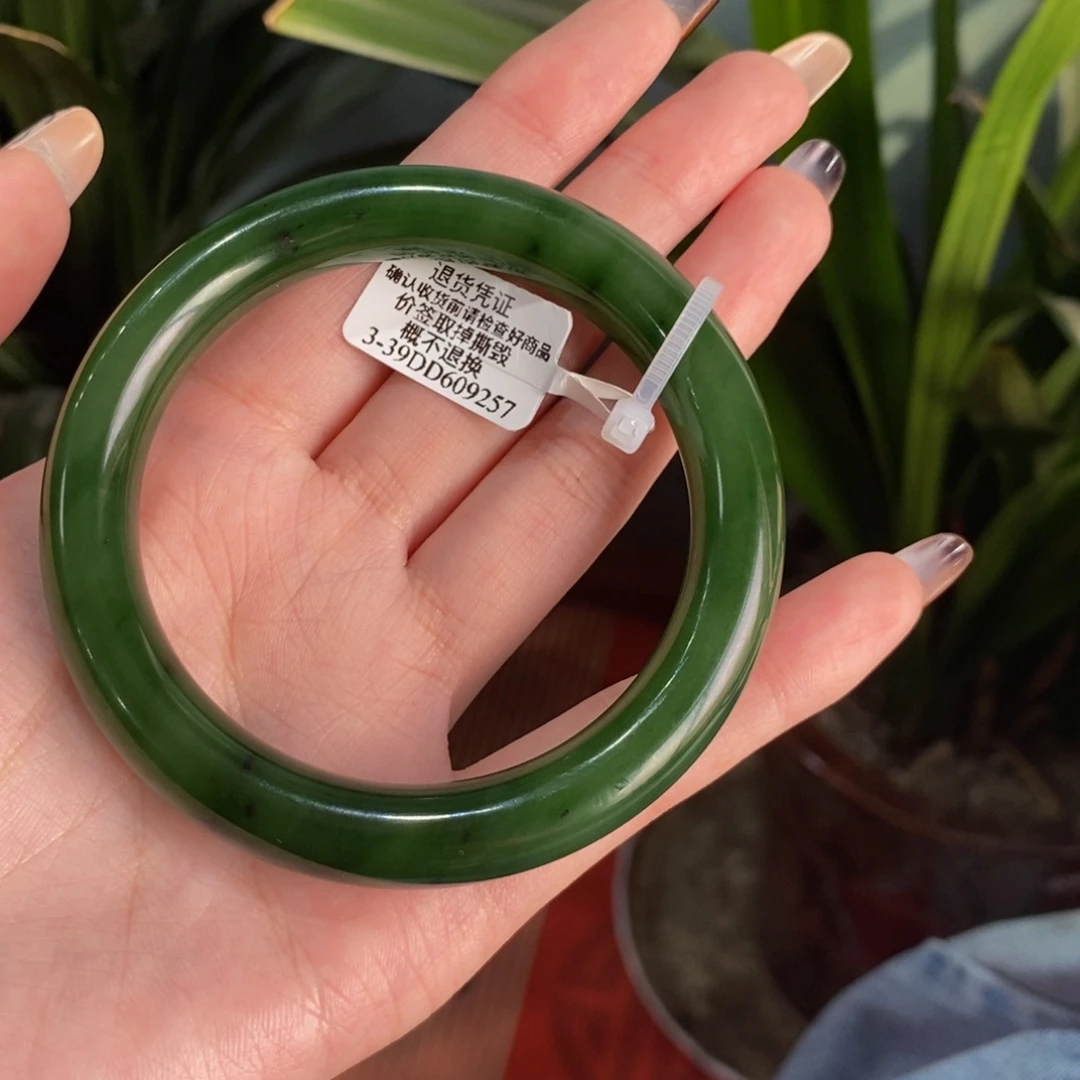 平***和田玉未镶嵌手镯俄七红皮碧玉圆条59/60