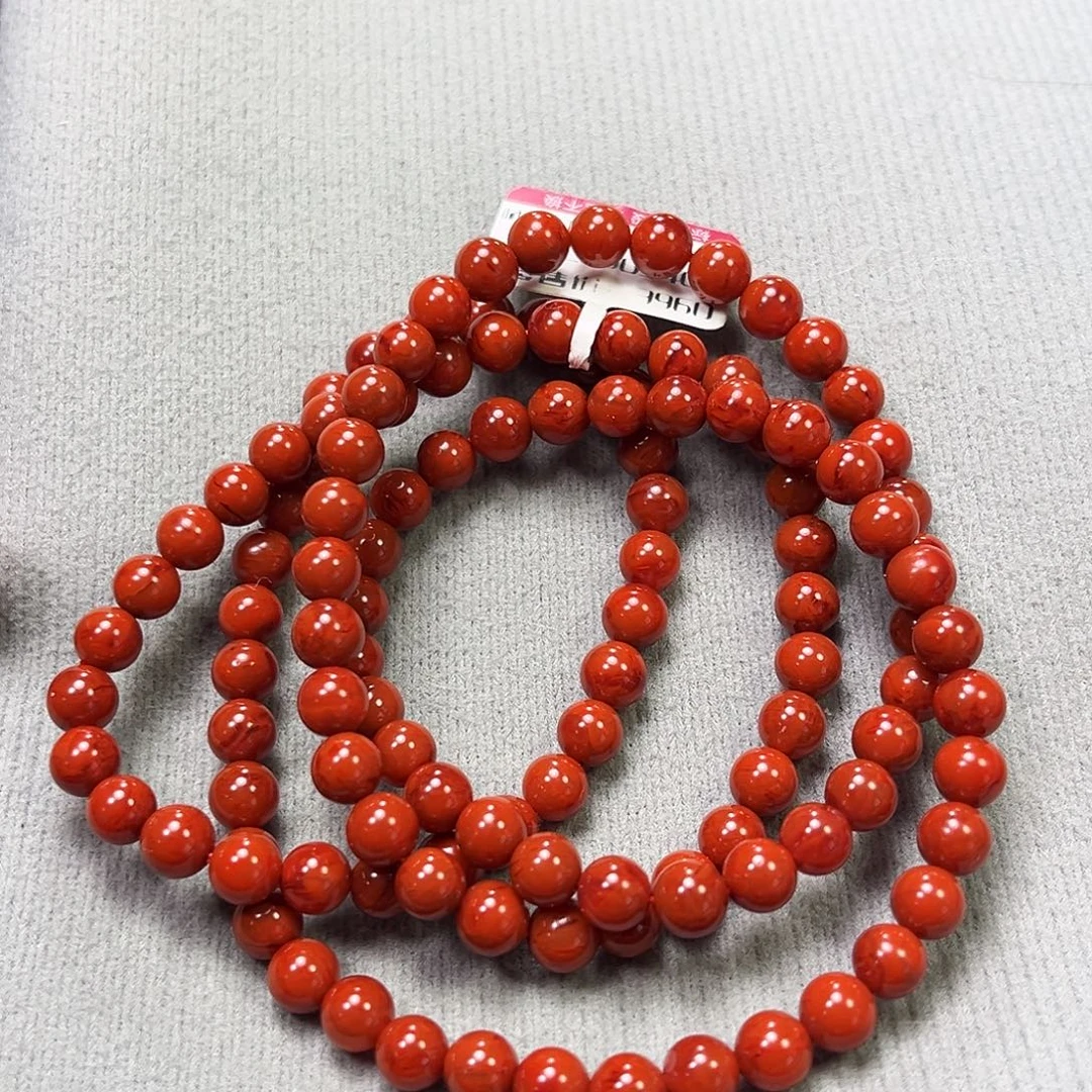 南红玛瑙未镶嵌珠宝奇石原矿多圈6mm