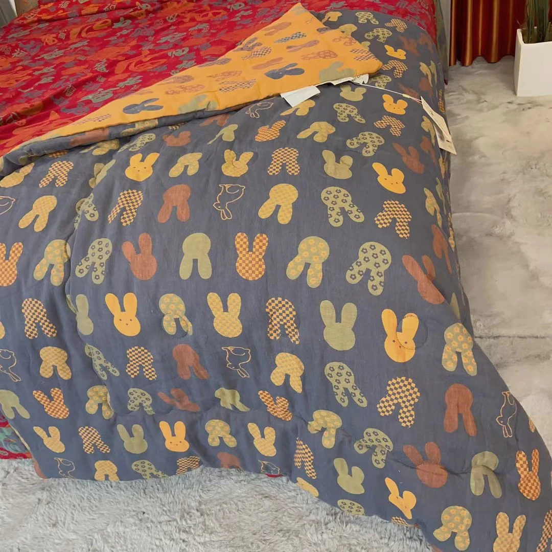 （七彩兔）1.2M*1.5M双层纱纯棉可机洗夏凉被