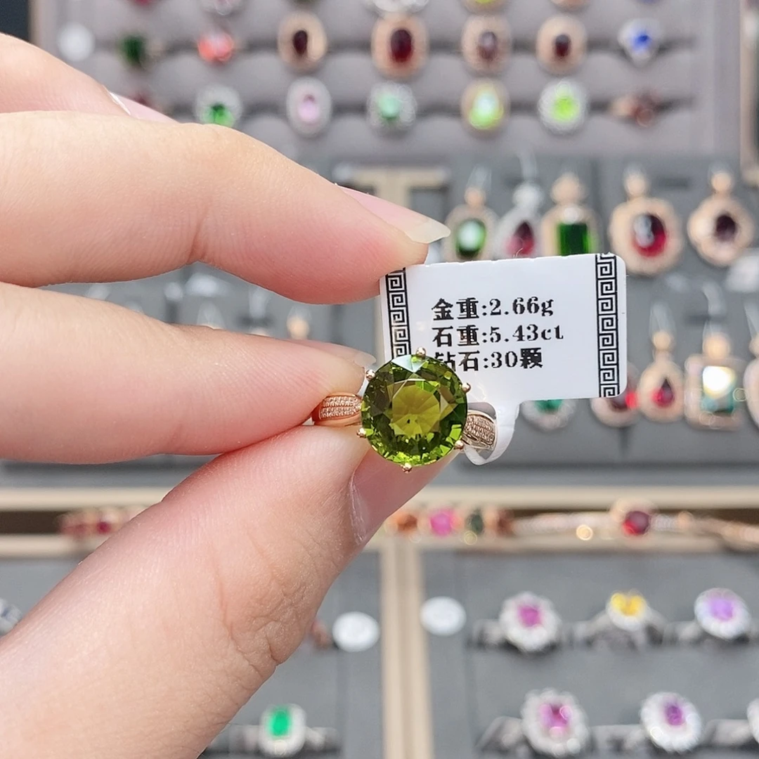 18K金镶嵌戒指碧玺5.43