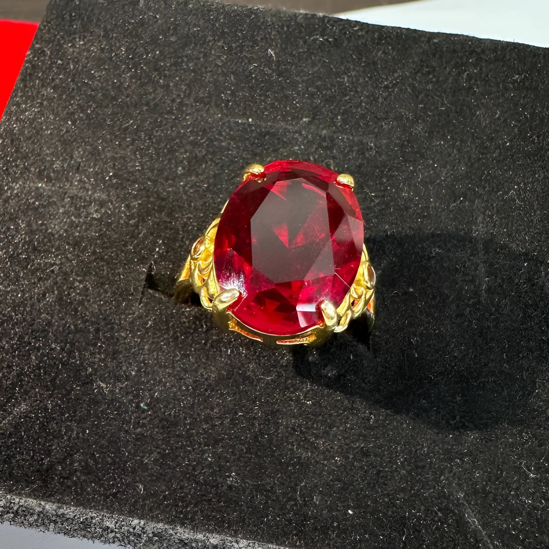 高定—轻奢 鸽子蛋红祖母色戒指（Z009)