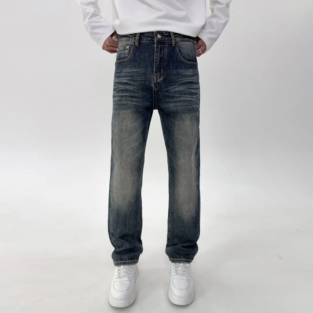 【合身直筒】秋冬新款宽松直筒牛仔裤男潮牌修身男士复古裤子66003