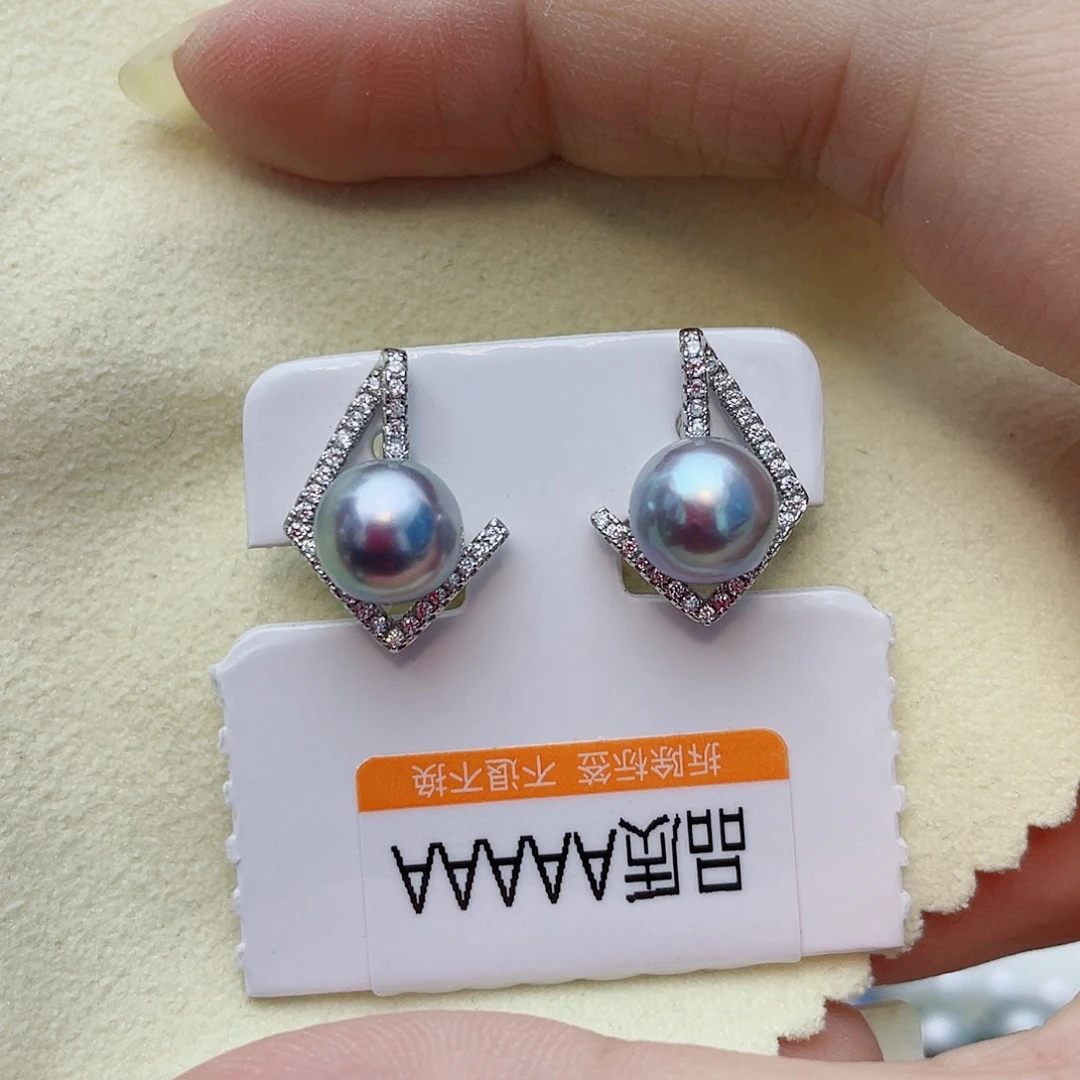 海水珍珠银S925镶嵌耳饰w42