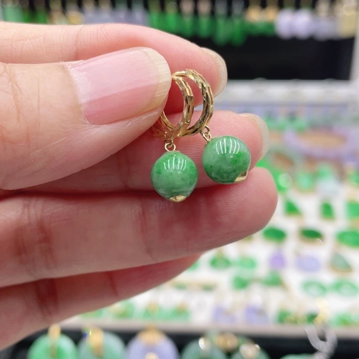 翡翠18K金镶嵌耳饰