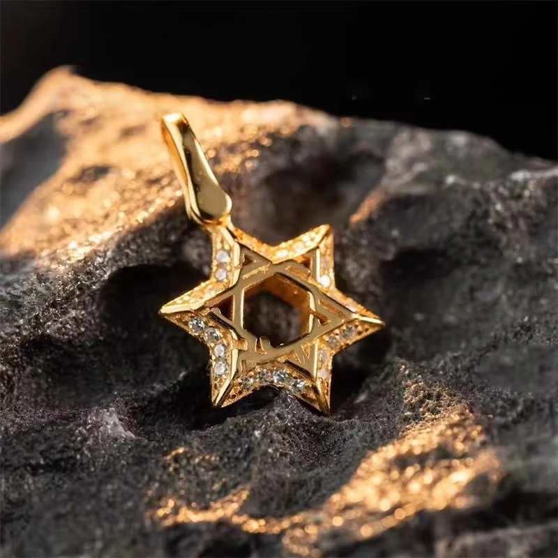 铜合金吊坠 2025新款六芒星吊坠时尚百搭炫酷精致小众轻奢风挂坠