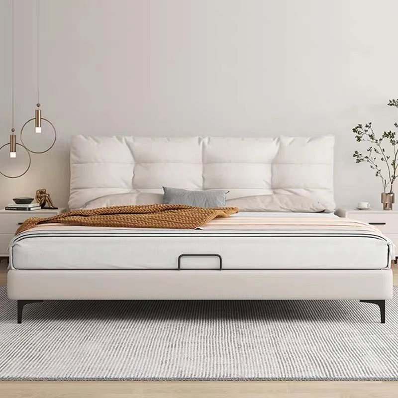 意式极简皮床双人主卧室现代软靠包卧室大床双人床家用软包婚床