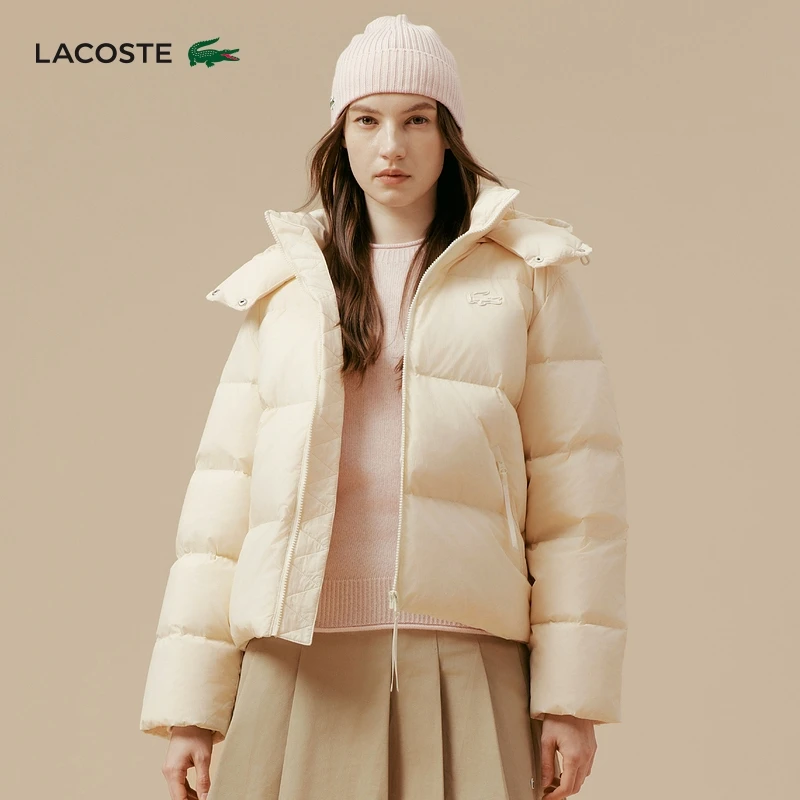 【双十一】LACOSTE法国鳄鱼女装秋季纯色休闲鸭绒羽绒服外套|BF7391