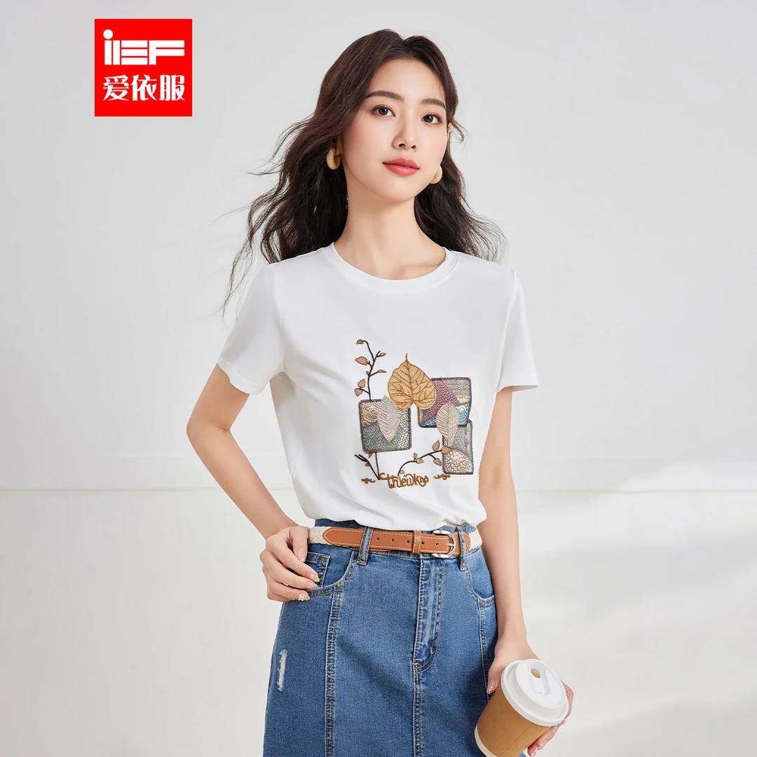 IEF/爱依服短袖上衣2025夏季新款韩系风时尚设计通勤气质百搭T恤