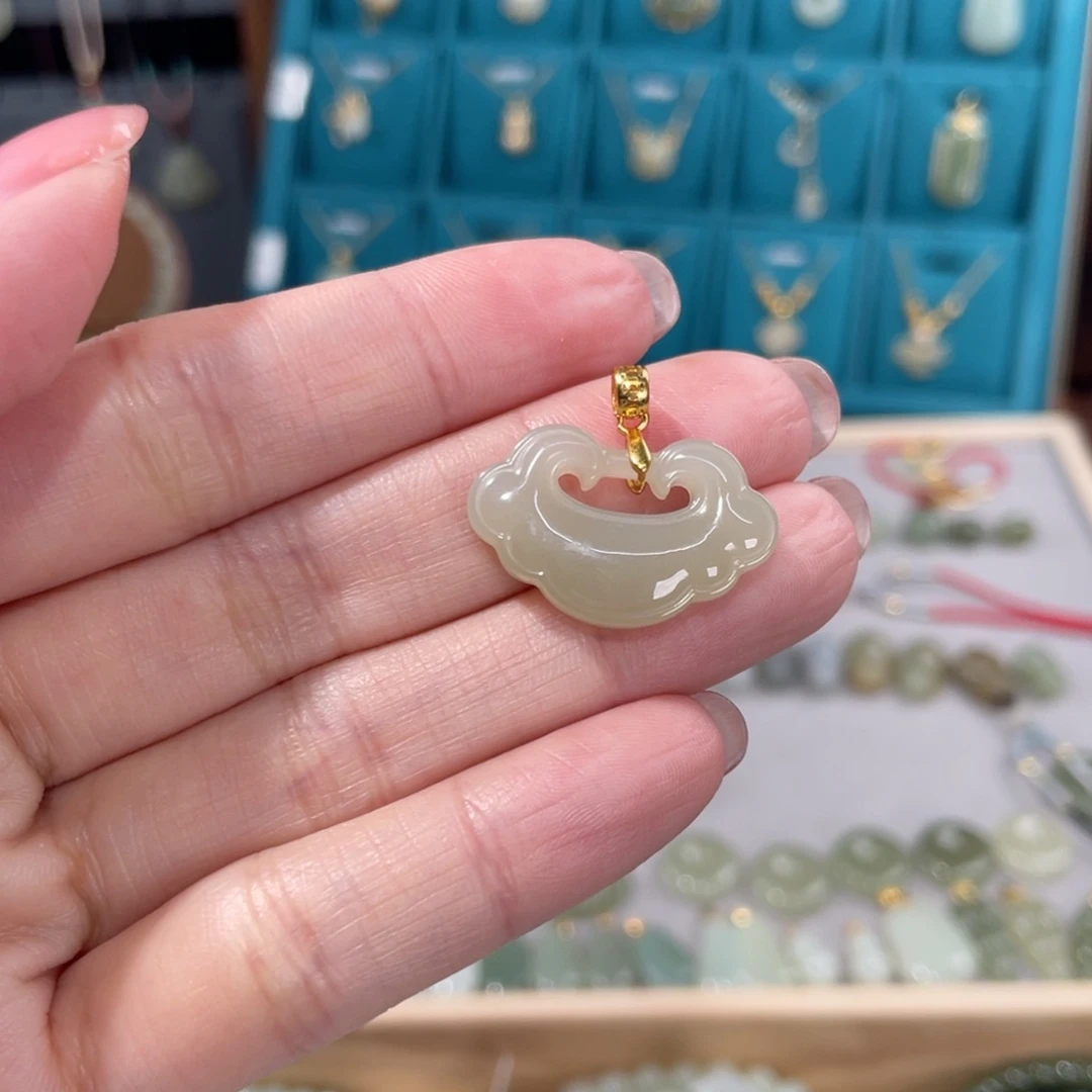 和田玉吊坠(不含链)银S925镶嵌Y*o