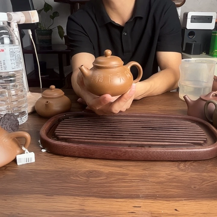 茶壶紫砂原矿段泥刻绘容天壶