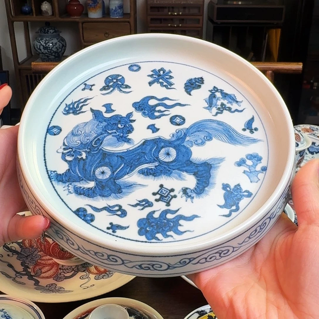 杯重工杂宝纹狮子壶乘纯手绘