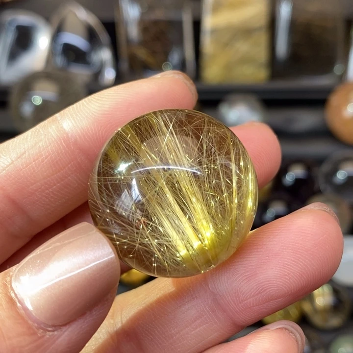 【闪购商品】水晶天然金发球吊坠未镶嵌三*只定制打通孔不退不换