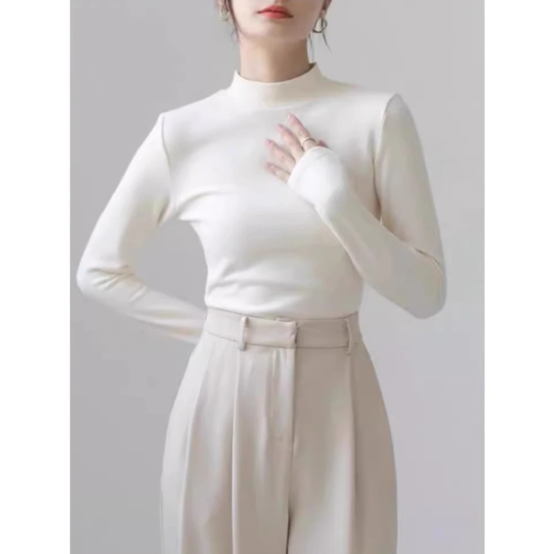 美爆了半高领打底衫女内搭保暖秋冬新款气质修身显瘦长袖百搭上衣